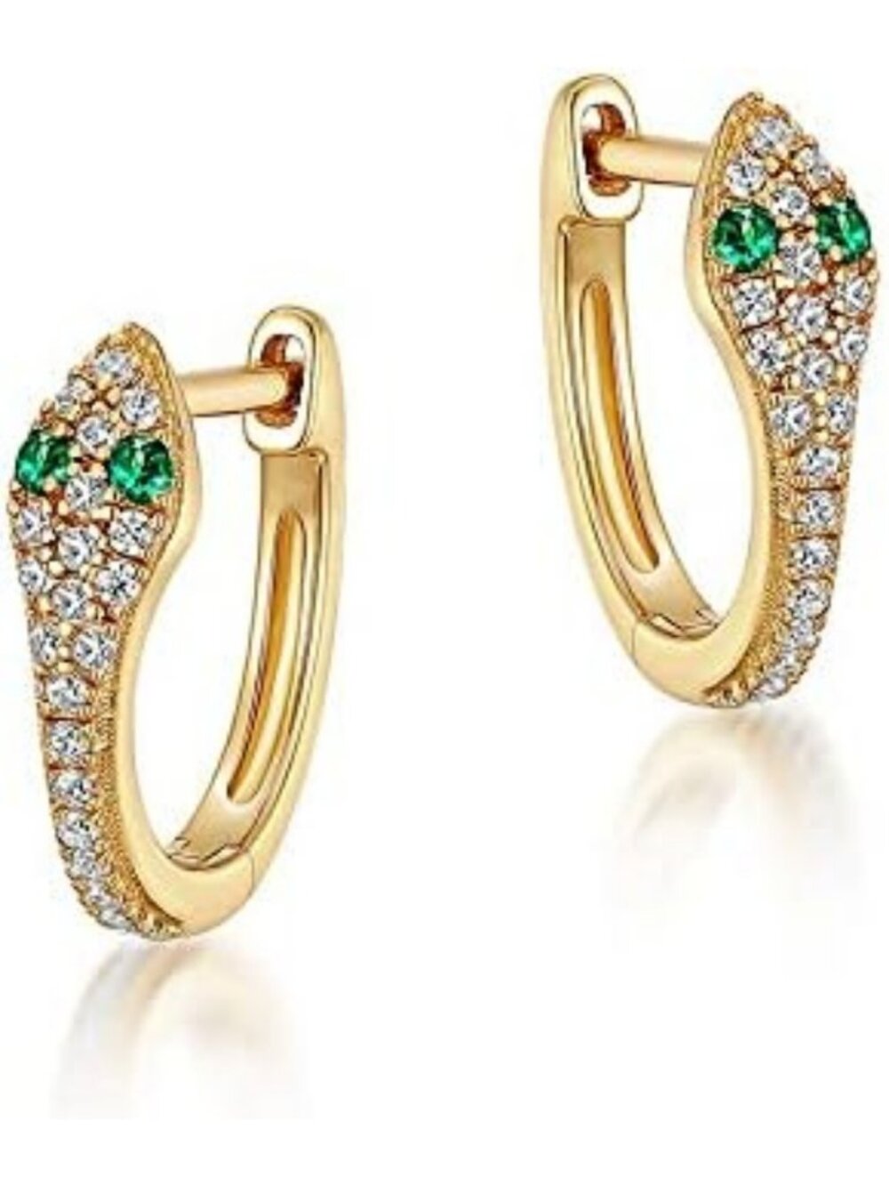 Sterling Silver Snake Necklace with 14k Gold Plating & Emerald Serpent Ring Gift